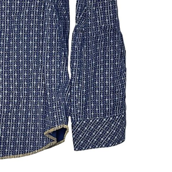 Mambo Australia Mens Button Front Shirt Size Large Blue‎ With White Pattern - Picture 3 of 4